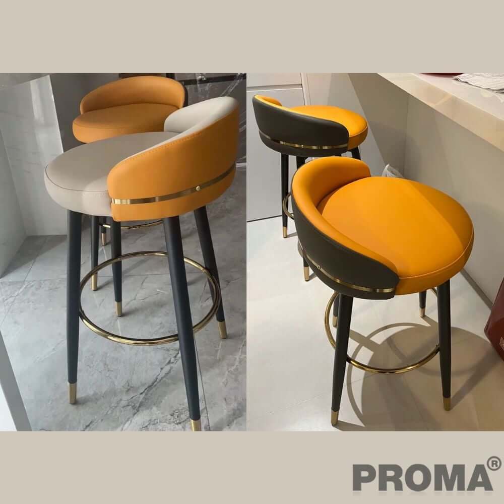 [Pre-order] เก้าอี้บาร์ทรงสูง สไตล์โมเดิร์น Proma-C-52 72 ซม. สีส้ม/ขาว