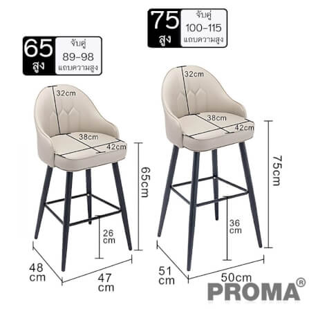  [Pre-order] เก้าอี้บาร์ทรงสูง สไตล์โมเดิร์น Proma-C-62 75 ซม. สีฟ้ากำมะหยี่_3