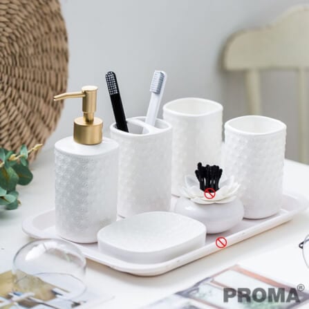 [Pre-order] อุปกรณ์ห้องน้ำเซรามิก 5 ชิ้น PROMA-WS01 สีขาว (ไม่มีถาดรอง)_3