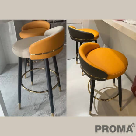 [Pre-order] เก้าอี้บาร์ทรงสูง สไตล์โมเดิร์น Proma-C-52 72 ซม. สีส้ม/ขาว_8