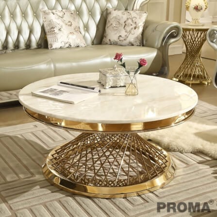 [Pre-order] โต๊ะกลาง ท๊อปหินอ่อนสังเคราะห์ Proma-CTB-06 ขาสีทอง_7