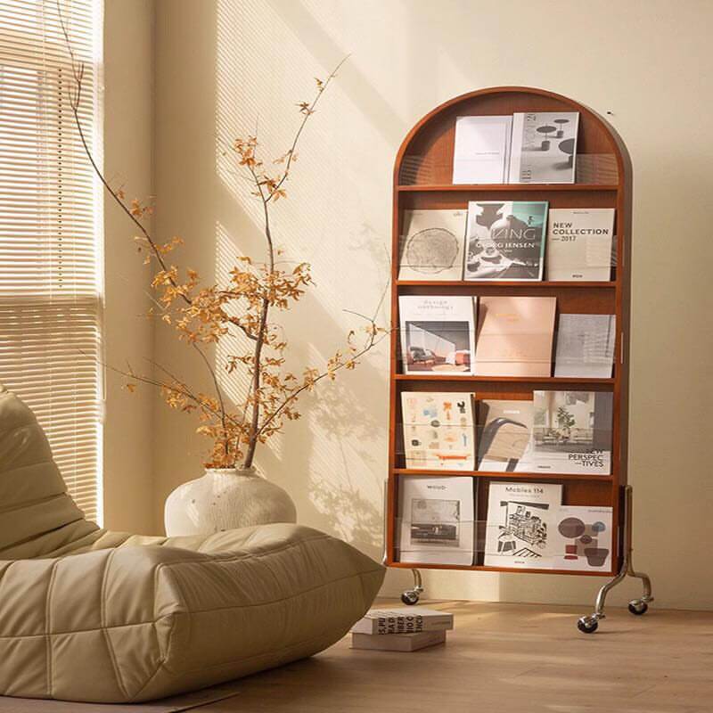 ตู้กระจกล้อเลื่อนพร้อมที่เก็บนิตยสาร COZYBROWN TP0902 สีไม้