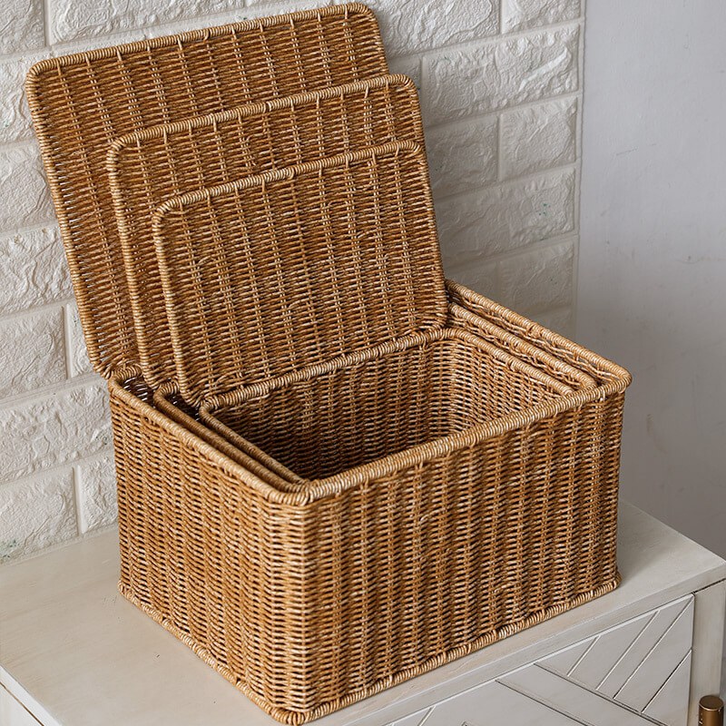 กล่อง หวายสังเคราะห์ COZYBROWN TP0024-01 น้ำตาลอ่อน 28x18x17 ซม.