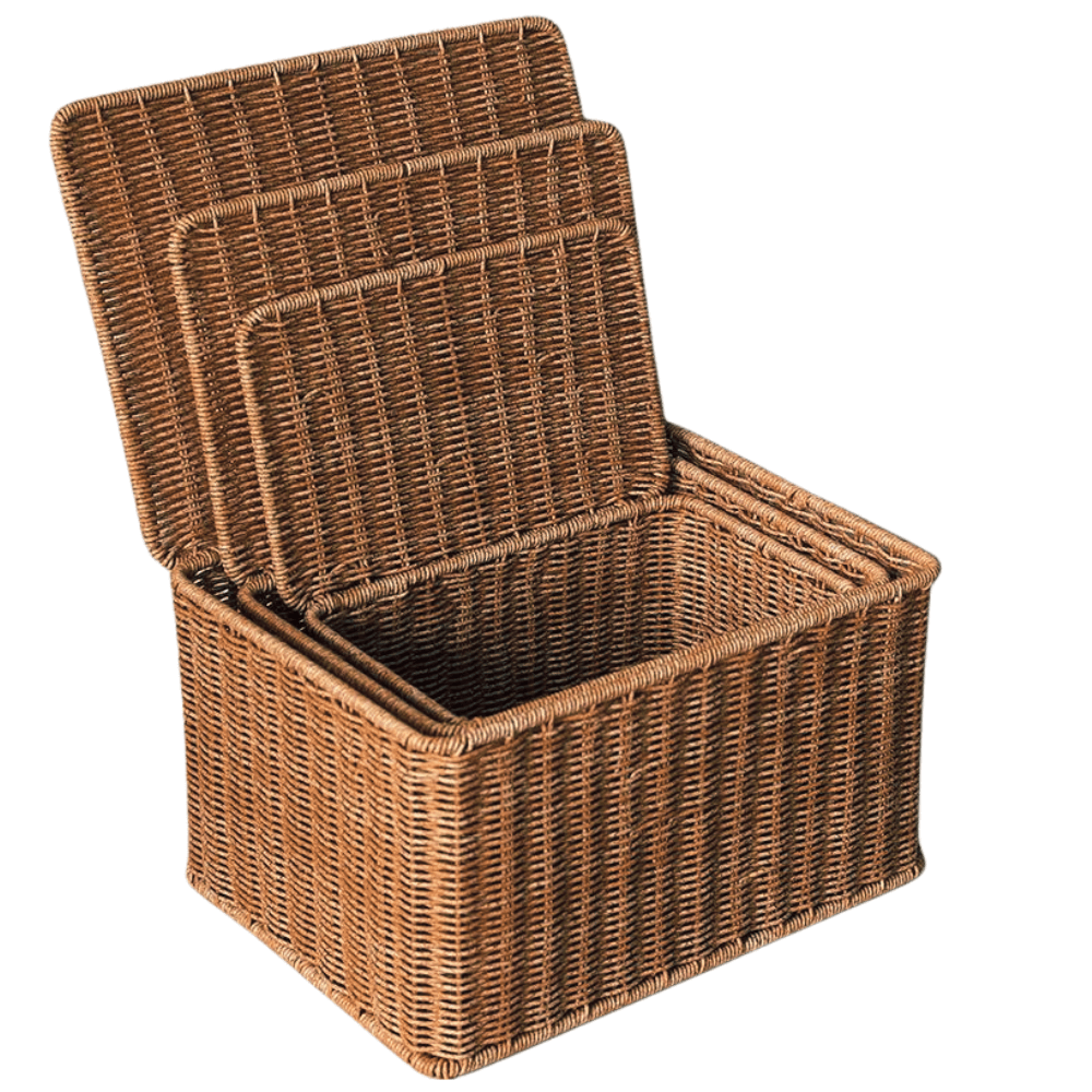 กล่อง หวายสังเคราะห์ COZYBROWN TP0024-06 น้ำตาลเข้ม 36x27x21 ซม.