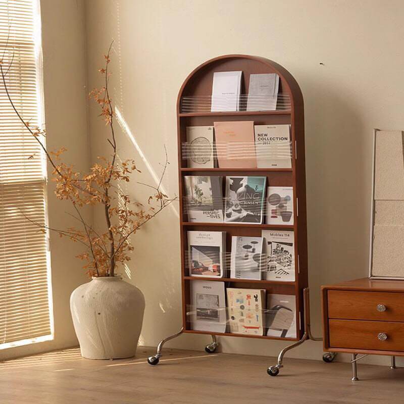 ตู้กระจกล้อเลื่อนพร้อมที่เก็บนิตยสาร COZYBROWN TP0902 สีไม้
