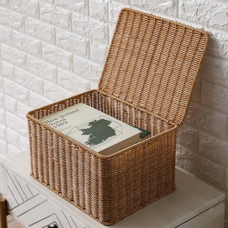 กล่อง หวายสังเคราะห์ COZYBROWN TP0024-03 น้ำตาลอ่อน 32x22x19 ซม.