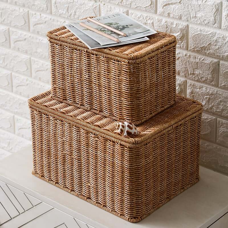กล่อง หวายสังเคราะห์ COZYBROWN TP0024-06 น้ำตาลเข้ม 36x27x21 ซม.