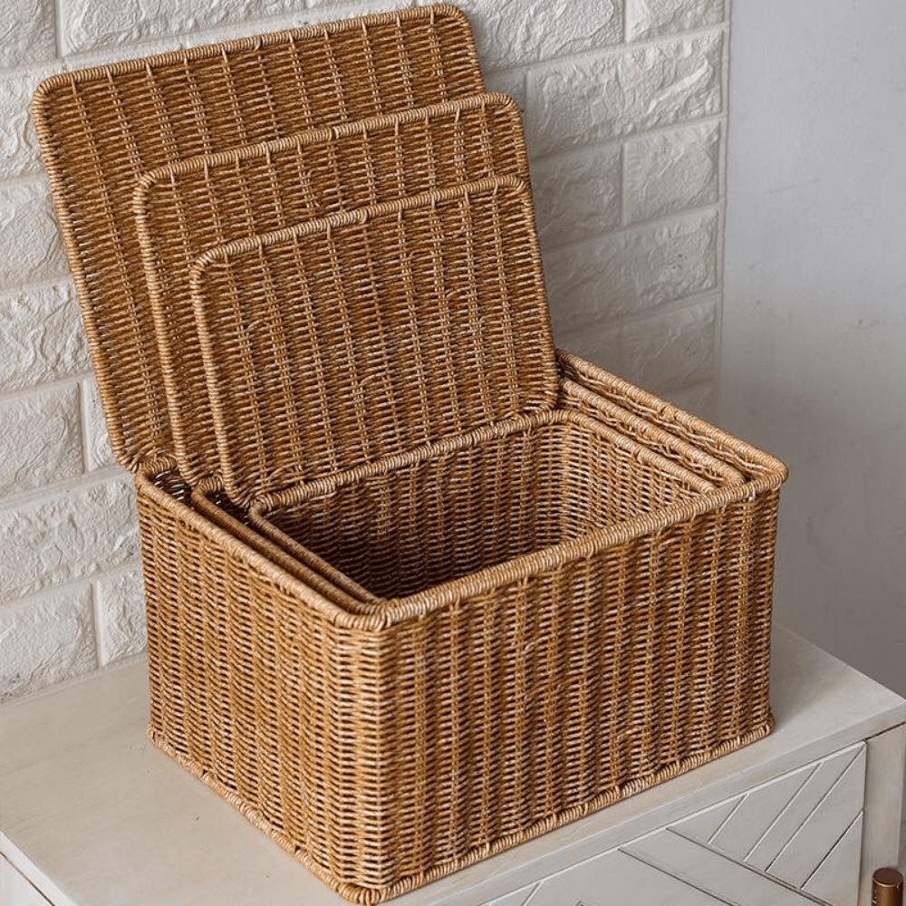 กล่อง หวายสังเคราะห์ COZYBROWN TP0024-06 น้ำตาลเข้ม 36x27x21 ซม.
