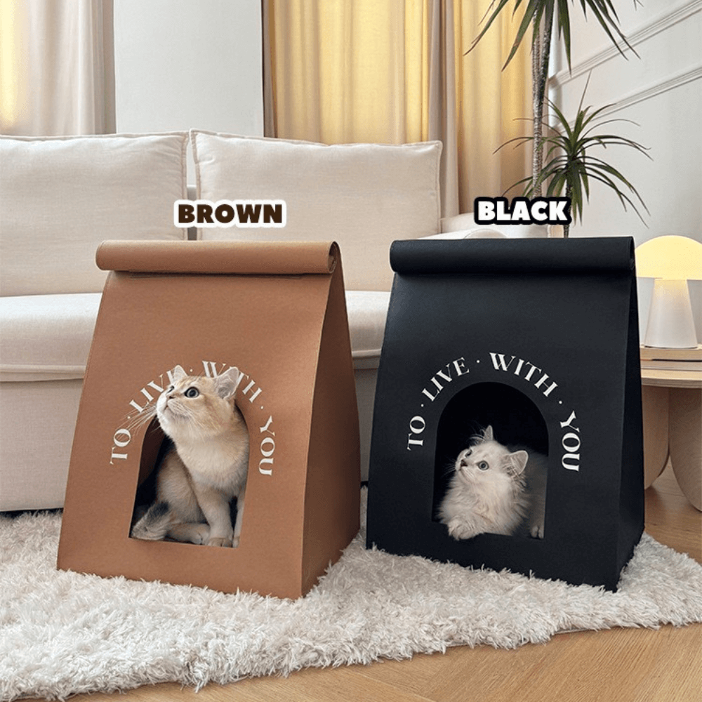 บ้านแมว ทรงถุงกระดาษคราฟท์  COZYBROWN TP1258-01 สีน้ำตาล 40x20x51 ซม.