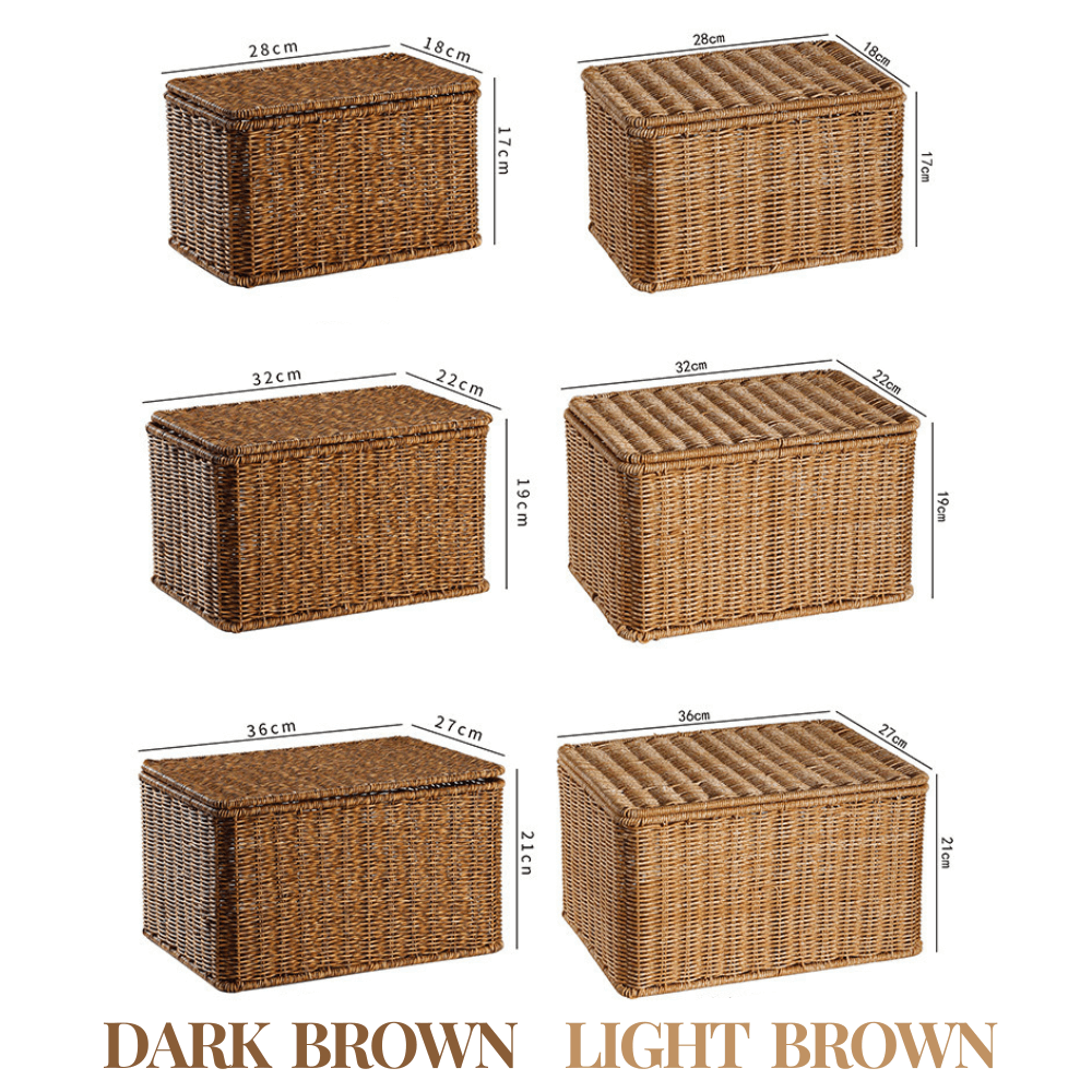 กล่อง หวายสังเคราะห์ COZYBROWN TP0024-06 น้ำตาลเข้ม 36x27x21 ซม.