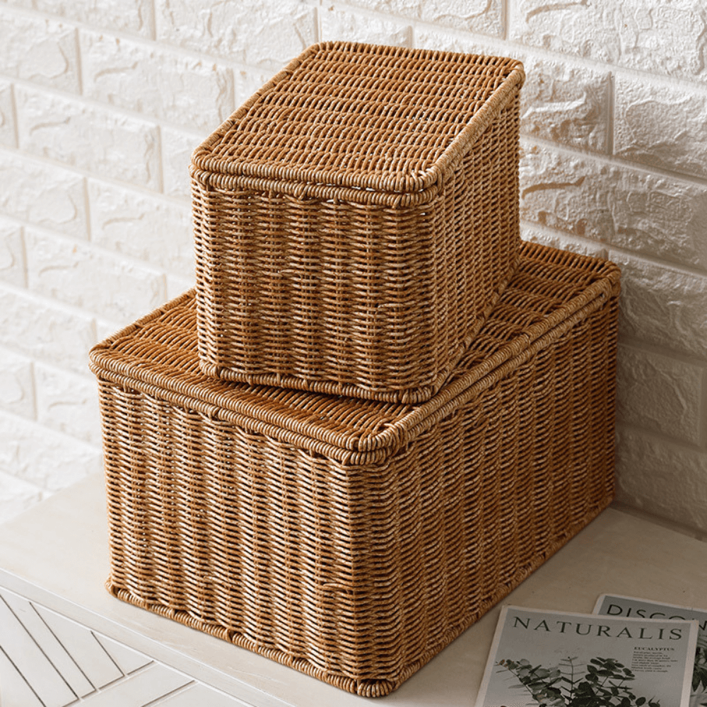 กล่อง หวายสังเคราะห์ COZYBROWN TP0024-06 น้ำตาลเข้ม 36x27x21 ซม.