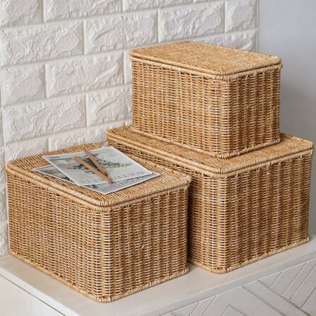 กล่อง หวายสังเคราะห์ COZYBROWN TP0024-06 น้ำตาลเข้ม 36x27x21 ซม._1