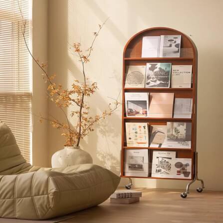 ตู้กระจกล้อเลื่อนพร้อมที่เก็บนิตยสาร COZYBROWN TP0902 สีไม้_2
