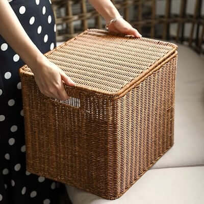 กล่อง หวายสังเคราะห์ TP0866-01 น้ำตาลอ่อน 40x26x27 ซม._3