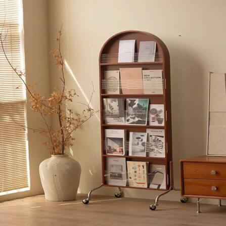 ตู้กระจกล้อเลื่อนพร้อมที่เก็บนิตยสาร COZYBROWN TP0902 สีไม้_3