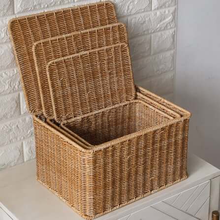 กล่อง หวายสังเคราะห์ COZYBROWN TP0024-03 น้ำตาลอ่อน 32x22x19 ซม._3