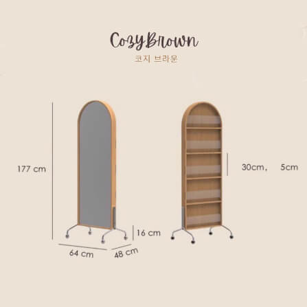 ตู้กระจกล้อเลื่อนพร้อมที่เก็บนิตยสาร COZYBROWN TP0902 สีไม้_6