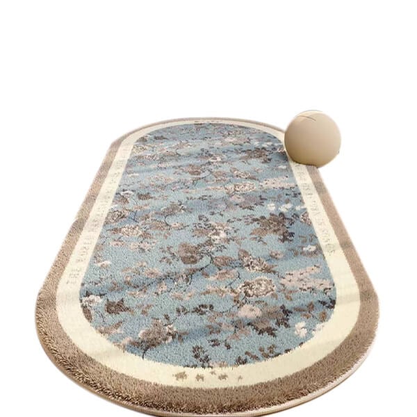 พรม MJHOMEDESIGNS BEDSIDE CARPET 77 ขนาด 80*160 ซม. ครีม-น้ำตาล-ฟ้า NO.3