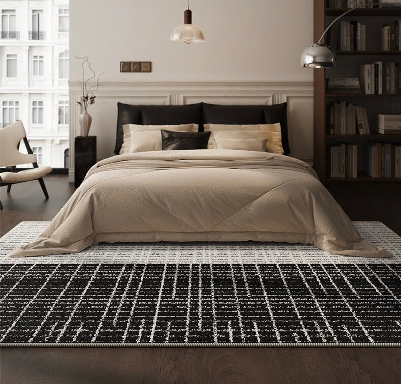 พรม MJHOMEDESIGNS BEDSIDE CARPET 76 ขนาด 60*160 ซม. ขาว-ดำ NO.1