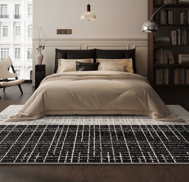 พรม MJHOMEDESIGNS BEDSIDE CARPET 76 ขนาด 80*180 ซม. ขาว-ดำ NO.2