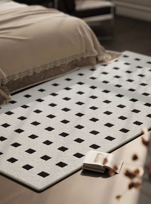 พรม MJHOMEDESIGNS BEDSIDE CARPET 76 ขนาด 60*160 ซม. ขาว-ดำ NO.3