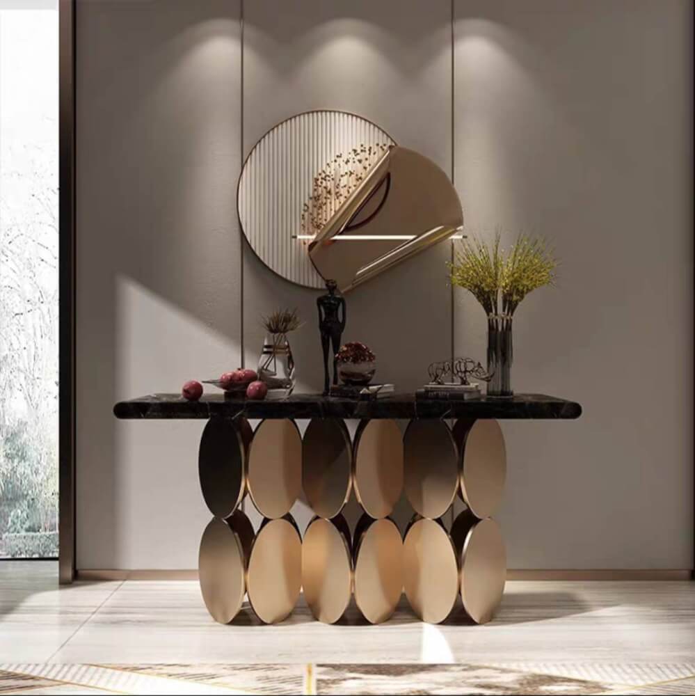 โต๊ะคอนโซล MJHOMEDESIGNS TB860 สีทอง/ดำ L140XW40XH85
