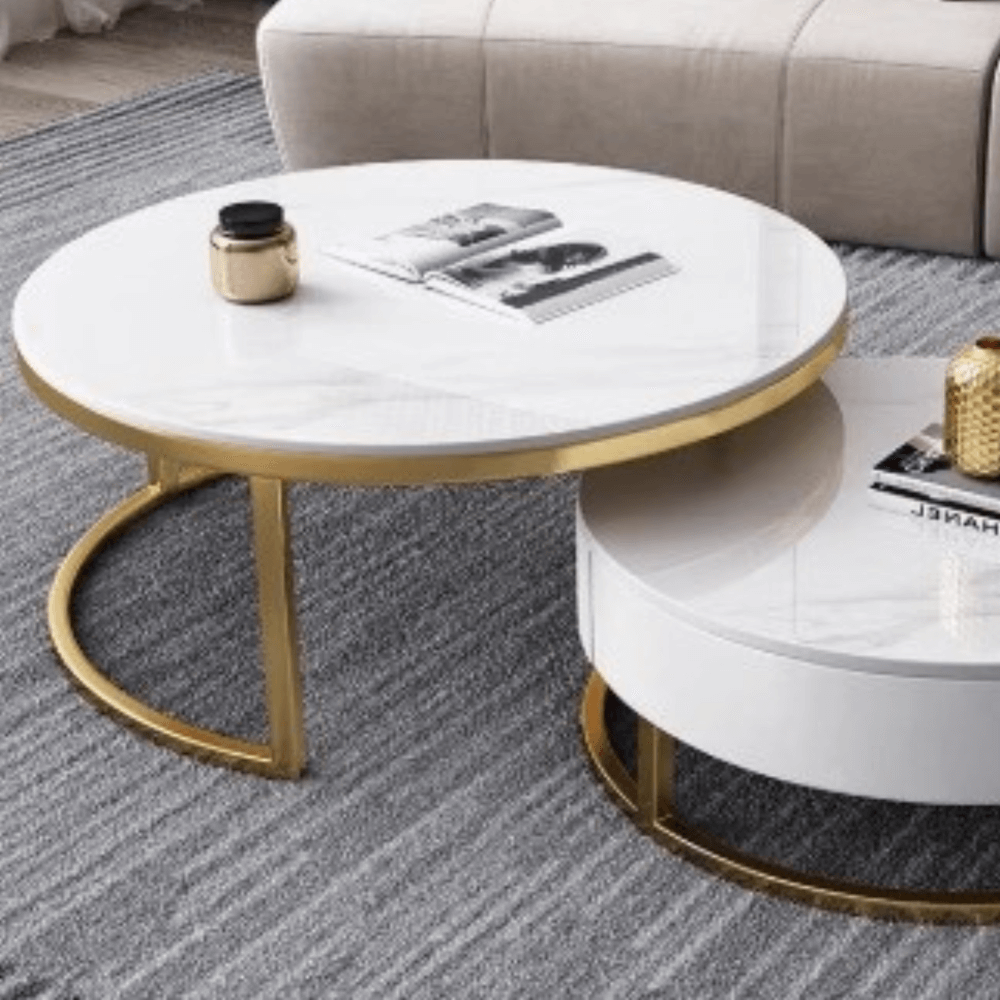 โต๊ะกลาง MJHOMEDESIGNS TB1304 L80XH60 + L40XH45 CM ขาว