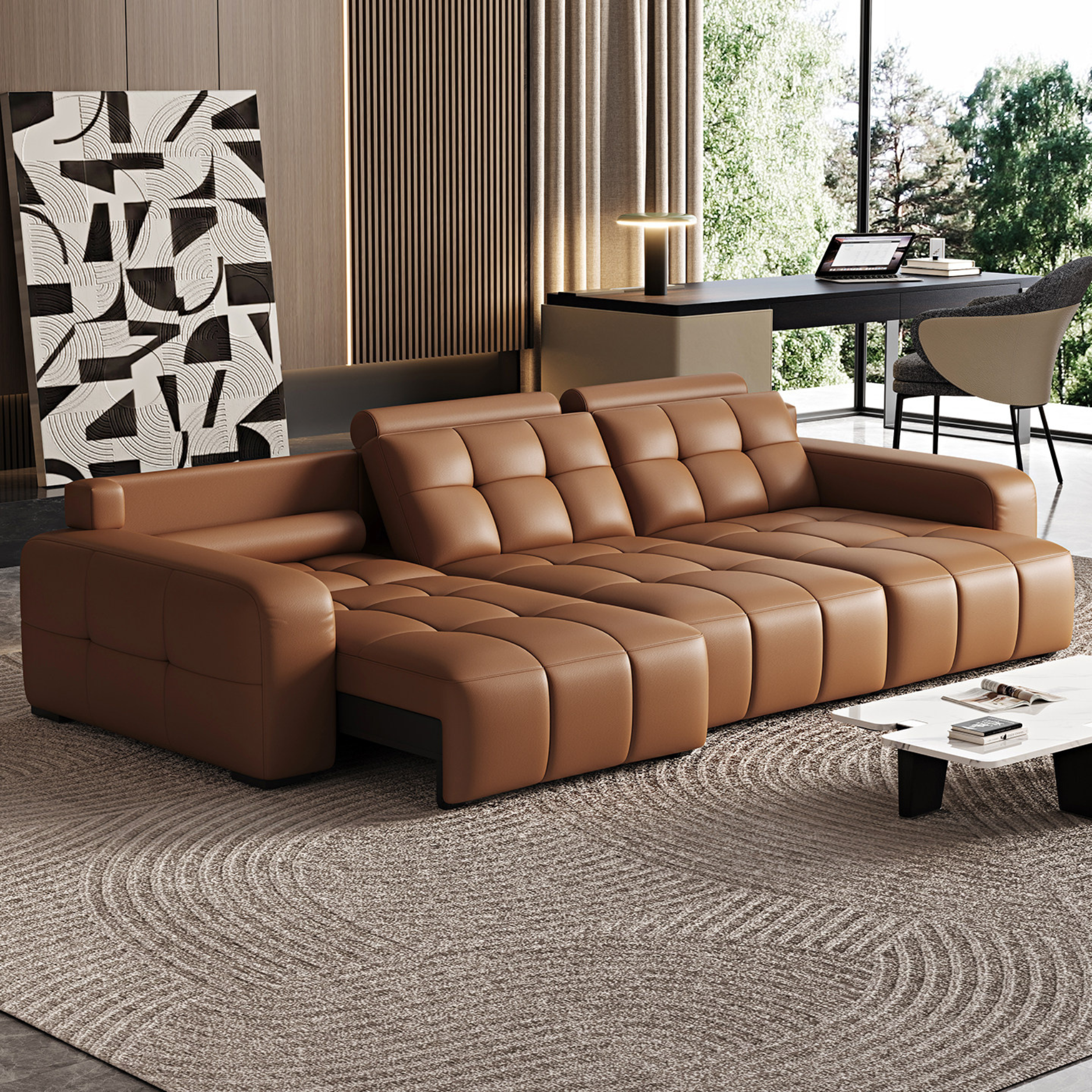 โซฟาปรับนอนไฟฟ้า MJHOMEDESIGNS SF328 สีน้ำตาล L271XW110XH83 CM