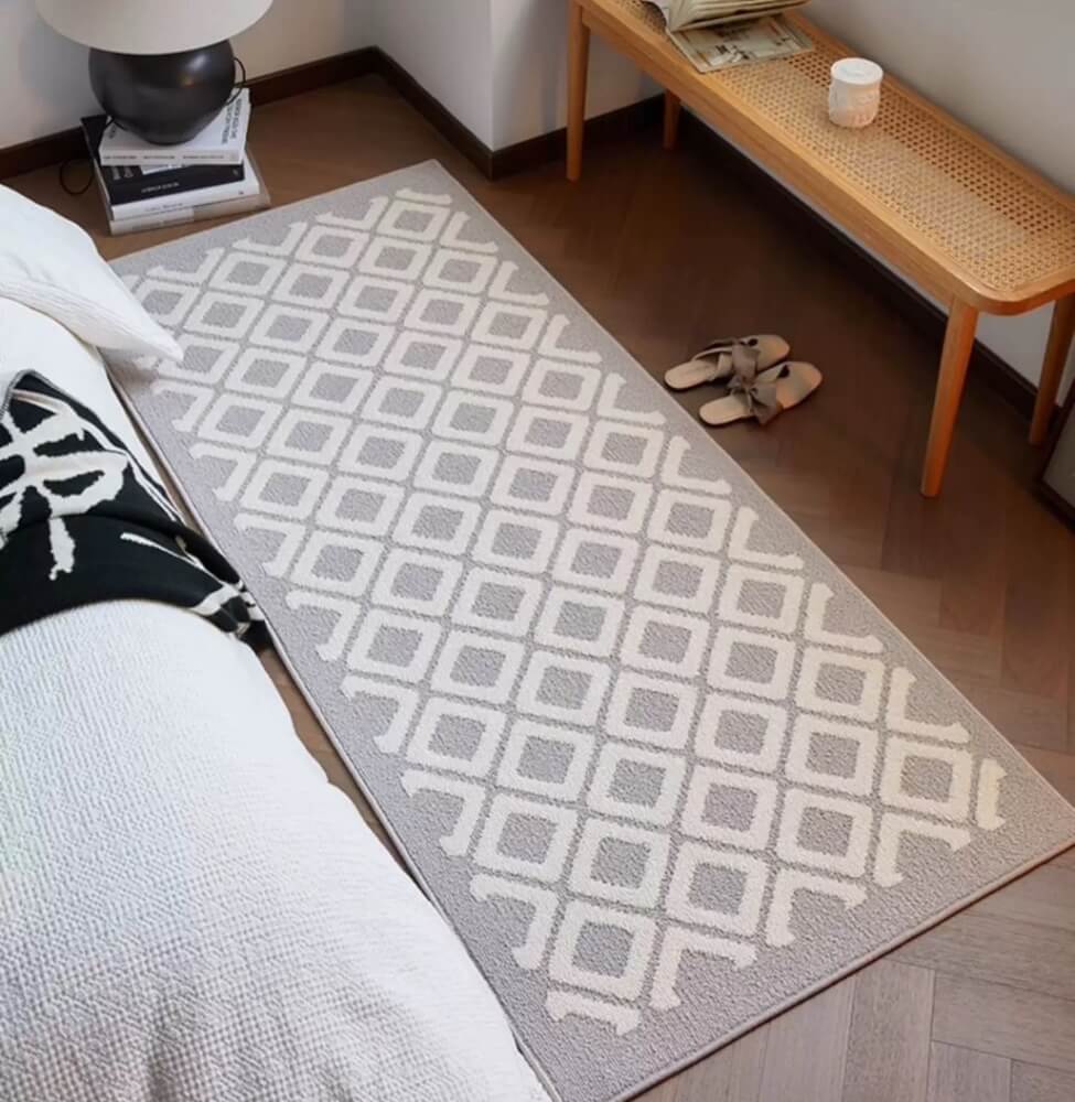 พรม MJHOMEDESIGNS BEDSIDE CARPET 74 ขนาด 60*120 ซม. เทา