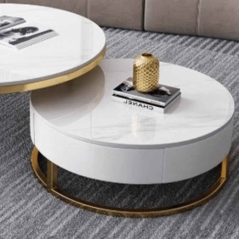 โต๊ะกลาง MJHOMEDESIGNS TB1304 L80XH60 + L40XH45 CM ขาว