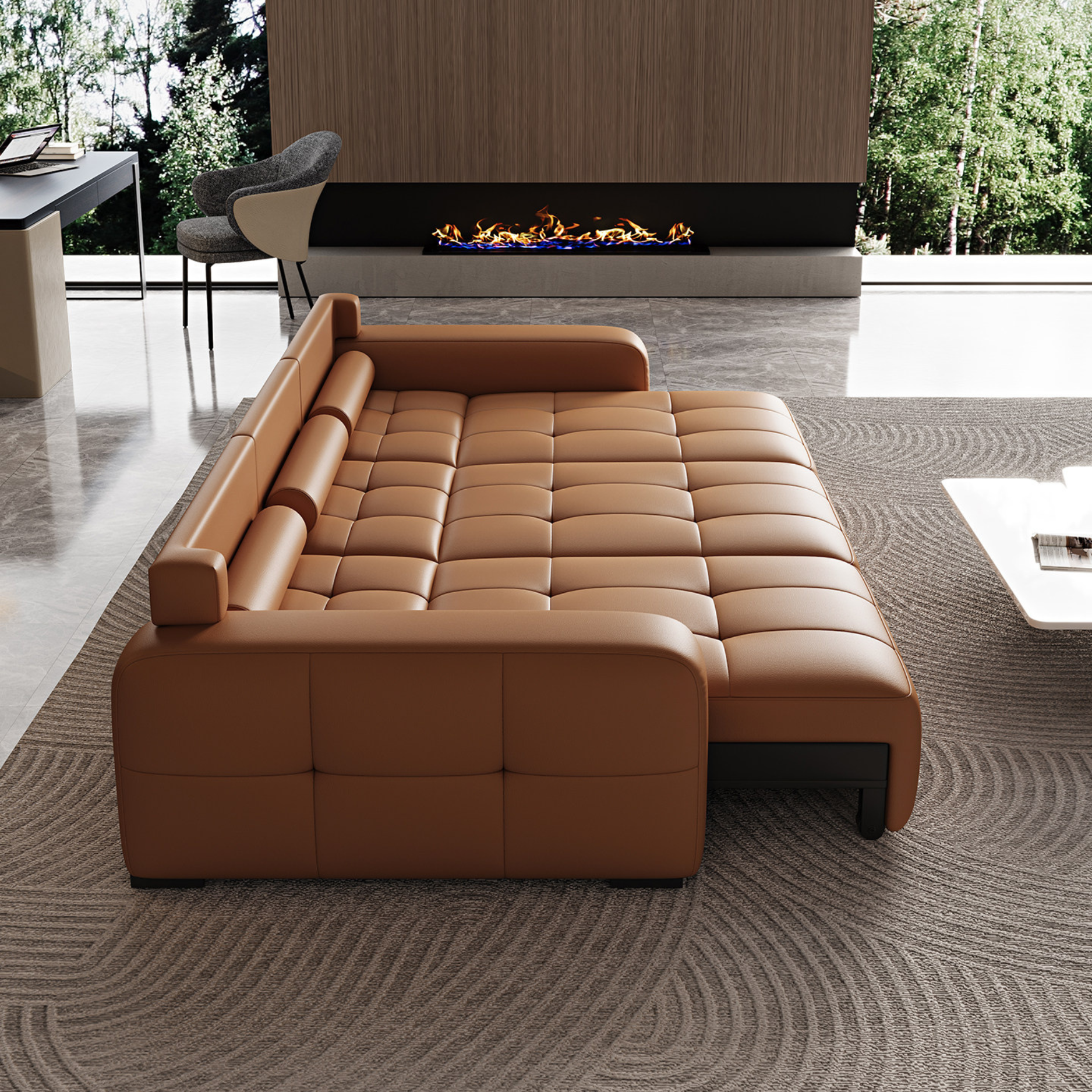 โซฟาปรับนอนไฟฟ้า MJHOMEDESIGNS SF328 สีน้ำตาล L271XW110XH83 CM