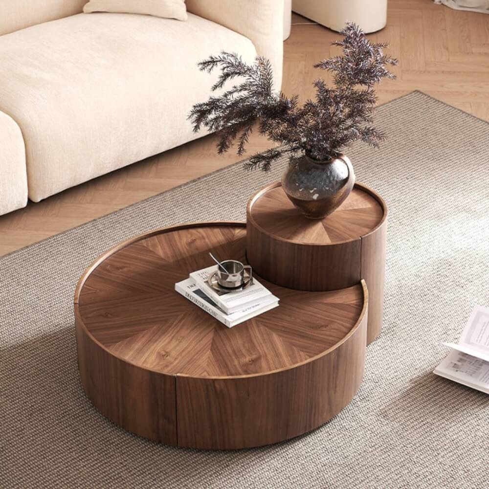 โต๊ะกลาง MJHOMEDESIGNS TB1089 L90XW90XH28 CM + L45XW45XH47 CM น้ำตาล
