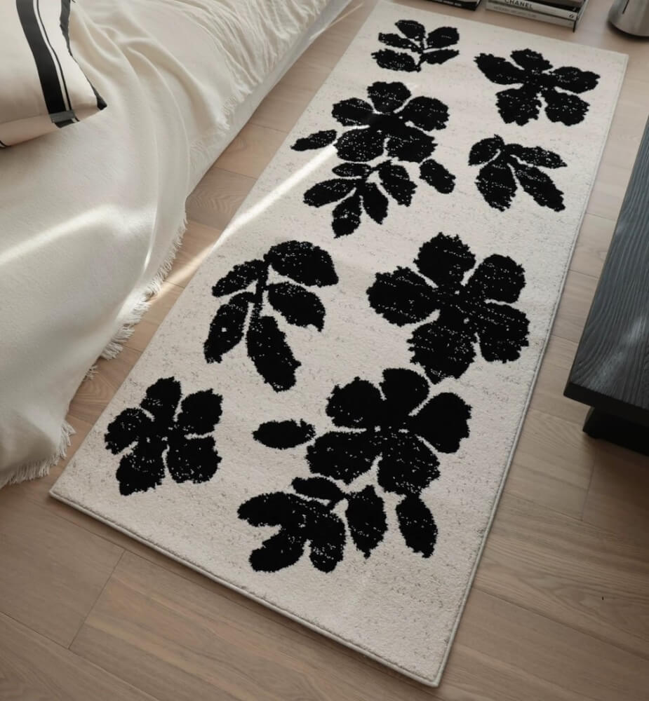 พรม MJHOME DESIGNS BEDSIDE CARPET 70 ขนาด 60*160 ซม. ขาว-ดำ_2