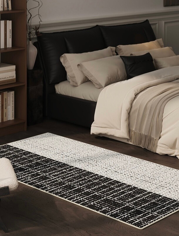 พรม MJHOMEDESIGNS BEDSIDE CARPET 76 ขนาด 60*160 ซม. ขาว-ดำ NO.1