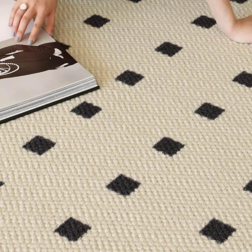พรม MJHOMEDESIGNS BEDSIDE CARPET 37 ขนาด 50*150 ซม. ครีม-ดำ  NO.1