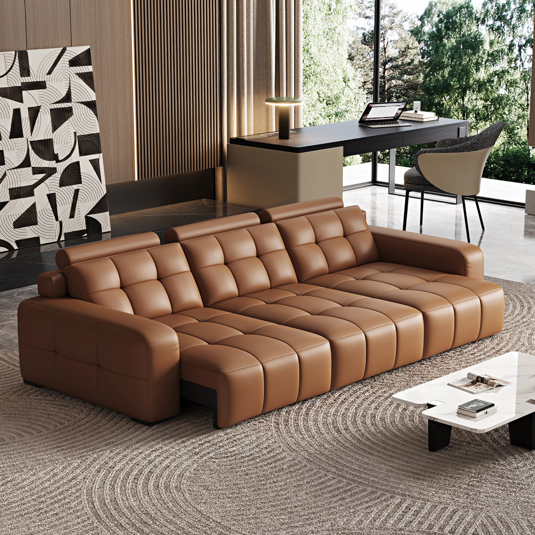 โซฟาปรับนอนไฟฟ้า MJHOMEDESIGNS SF328 สีน้ำตาล L271XW110XH83 CM