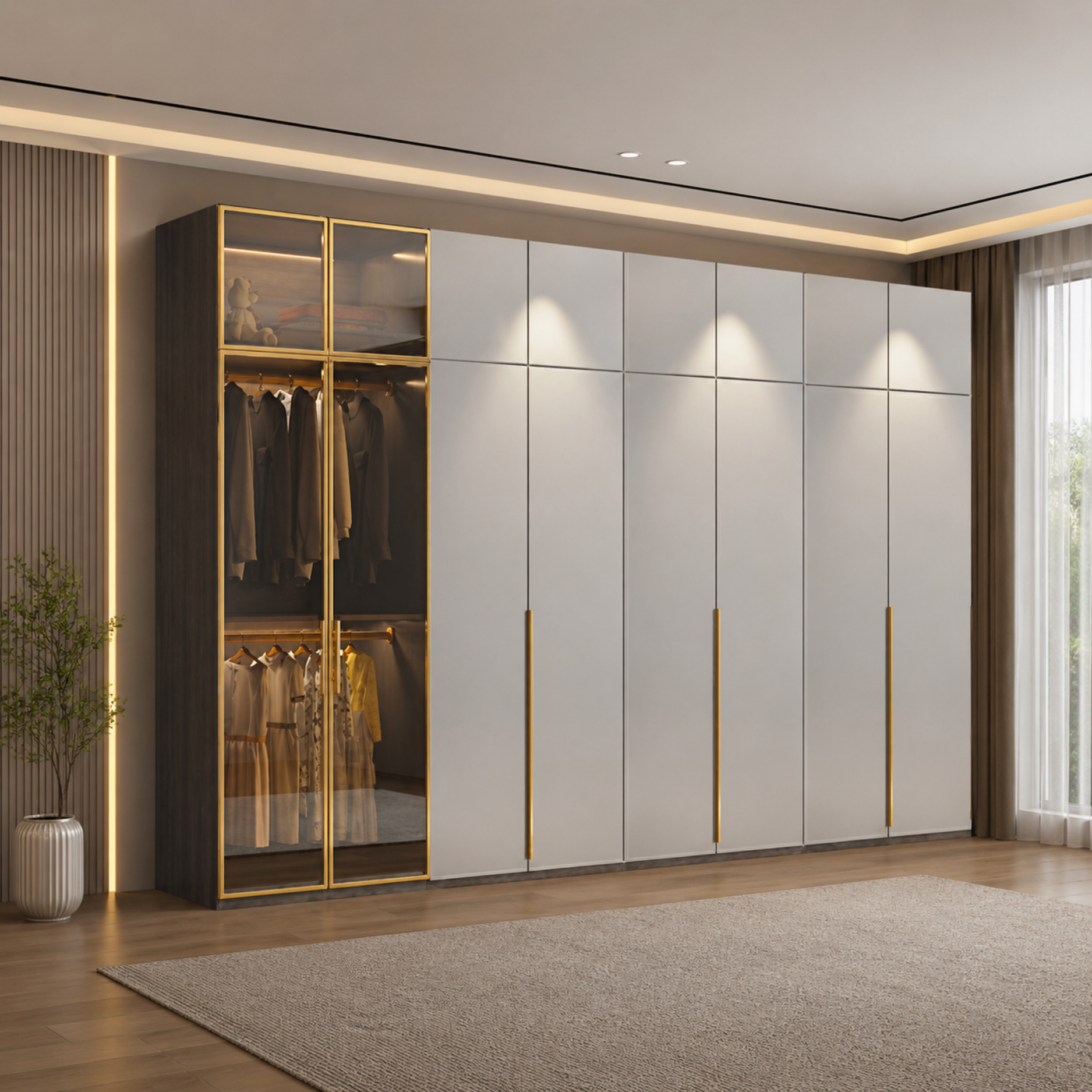 ตู้เสื้อผ้า MJHOMEDESIGNS TB1522 สีเบจ L320XW60XH248 CM