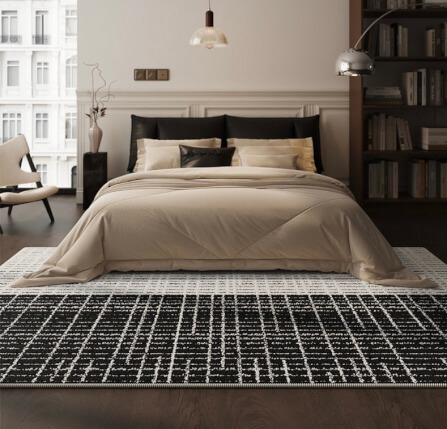 พรม MJHOMEDESIGNS BEDSIDE CARPET 76 ขนาด 60*160 ซม. ขาว-ดำ NO.1_1