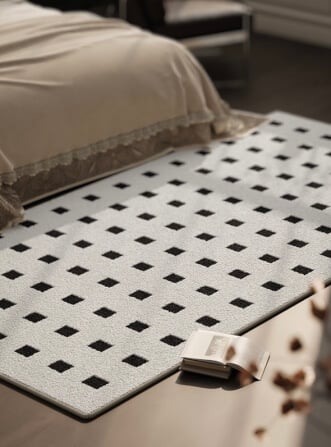 พรม MJHOMEDESIGNS BEDSIDE CARPET 76 ขนาด 60*160 ซม. ขาว-ดำ NO.3_1