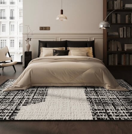 พรม MJHOMEDESIGNS BEDSIDE CARPET 76 ขนาด 60*160 ซม. ขาว-ดำ NO.5_1