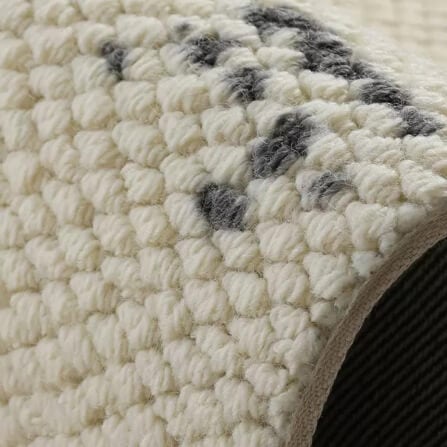 พรม MJHOMEDESIGNS BEDSIDE CARPET 37 ขนาด 80*180 ซม. ครีม-ดำ  NO.2_1
