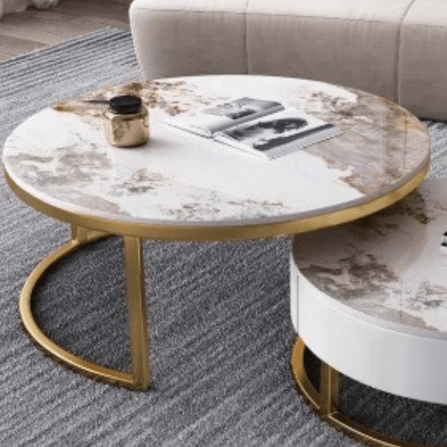 โต๊ะกลาง MJHOMEDESIGNS TB1304 L80XH60 + L40XH45 CM ขาว/น้ำตาล_1