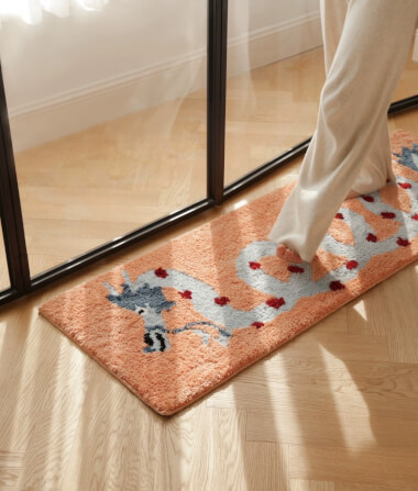 พรม MJHOMEDESIGNS BEDSIDE CARPET 75 ขนาด 50*50 ซม. ส้ม_2