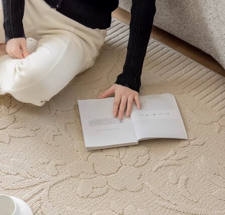 พรม MJHOMEDESIGNS BEDSIDE CARPET 73 ขนาด 60*120 ซม. ครีม_2