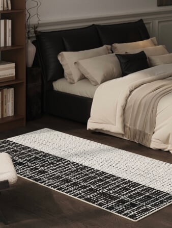 พรม MJHOMEDESIGNS BEDSIDE CARPET 76 ขนาด 60*160 ซม. ขาว-ดำ NO.1_2