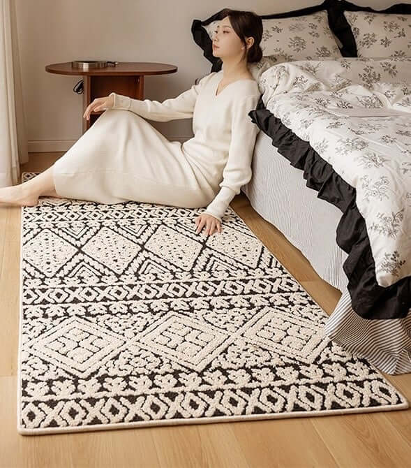พรม MJhomedesigns Bedside Carpet 62 60x160 ซม. ขาว-ดำ