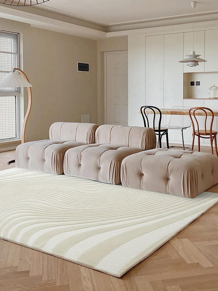 พรม MJhomedesigns Line Series XT-07 ขนาด 120 x 160 ซม. ครีม