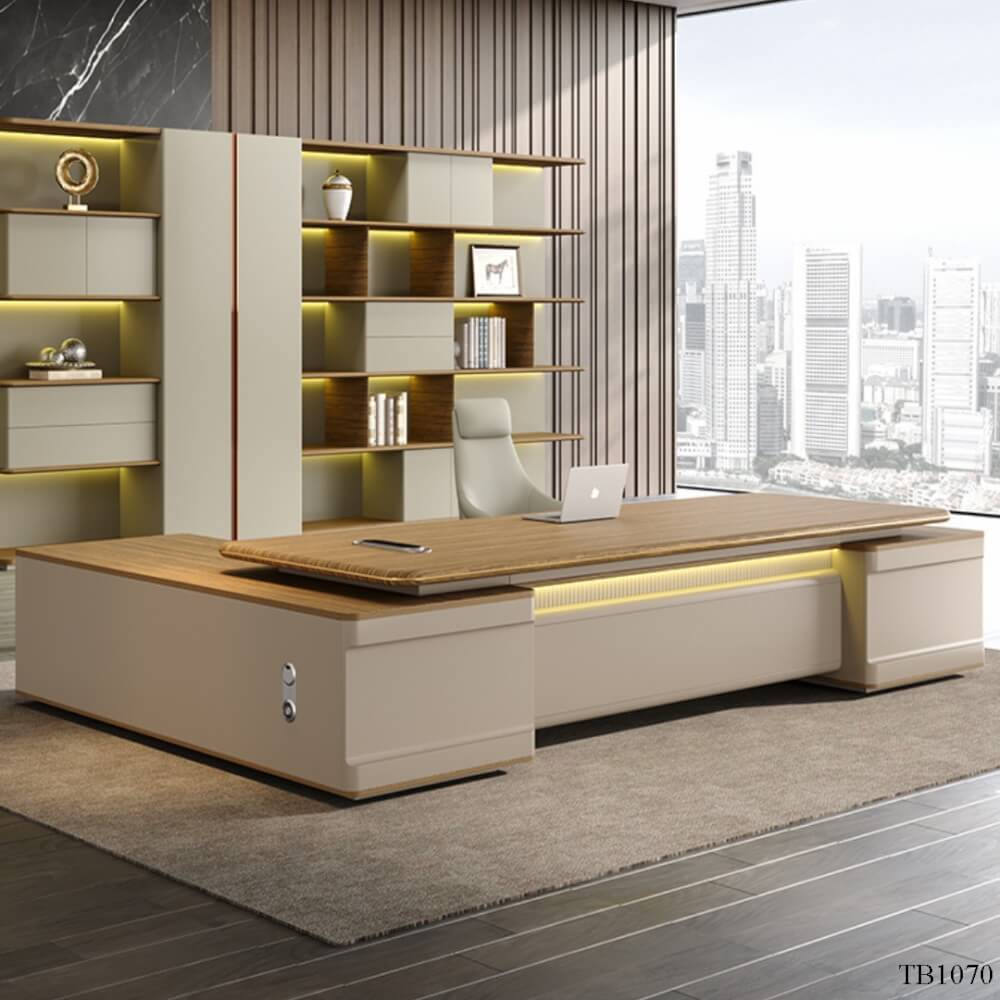 โต๊ะทำงาน MJhomedesigns TB1070 สีน้ำตาล L240xW200xH75 cm