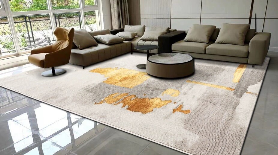 พรม MJhomedesigns Modern light luxury gold series ขนาด 160 x 230 ซม. เทา