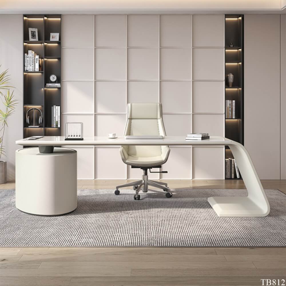โต๊ะทำงาน MJhomedesigns TB812 สีขาว L200xW70xH75 cm